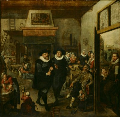 Bir Almoner ve Bir Polis Çavuşu Fakir Bir Aileyi Ziyaret Ediyor, 1625-1630 by Unbekannt