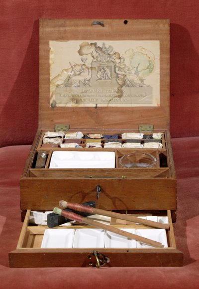 Sanatçının R.Ackermann tarafından yapılan suluboya boya kutusu, c.1820 (fotoğraf) by Unbekannt