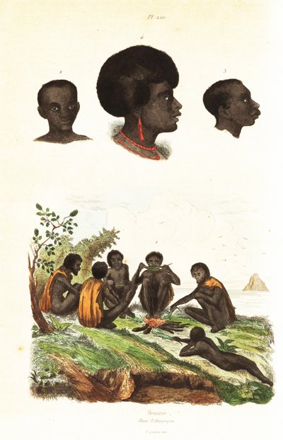 Avustralya Aborjinleri ve Waigeo, Batı Papua1834-1839 yerlilerinin başkanları (gravür) by Unbekannter Künstler