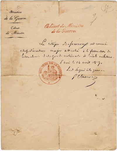 Paris Komünü altında Gustave Paul Cluseret savaşına delegenin imzalı mektubu. karartmak 10,7x6,8 cm 1871 by Unbekannt
