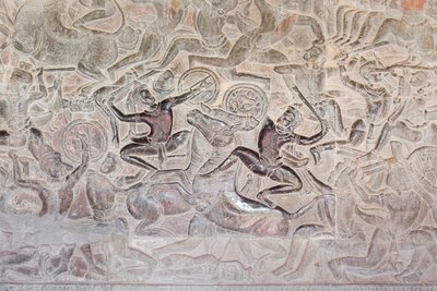 Angkor wat, Kamboçya'nın doğu galerisindeki alçak kabartmalar by Unbekannter Künstler