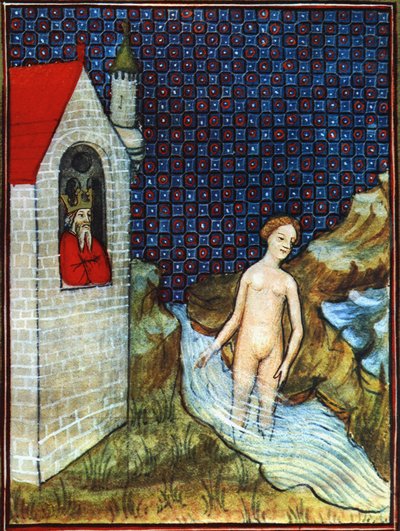 Bathsheba, 14. yüzyıldan kalma Duyular İncili#39;nin minyatüründen sonra by Unbekannter Künstler
