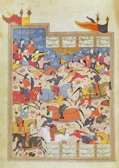 Savaş Sahnesi, "Shahnama"dan bir çizim by Unbekannt