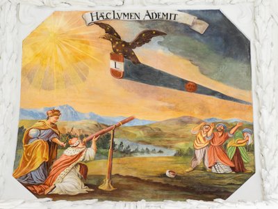 St Catherine Kilisesi'nin koridorundaki tavan freski, İmparator I. Leopold'un Osmanlılara karşı kazandığı zaferlerin alegorik tasvirleri, Habsburg Mozolesi, Graz, Steiermark, Avusturya, Avrupa (fotoğraf) by Unbekannter Künstler