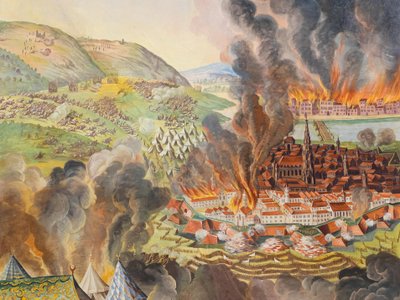 St. Catherine Kilisesi'nin yan koridorundaki tavan freski, 1683'te Viyana'nın hizmetten çıkarılması, Habsburg Mozolesi, Graz, Styria, Avusturya, Avrupa (fotoğraf) by Unbekannter Künstler