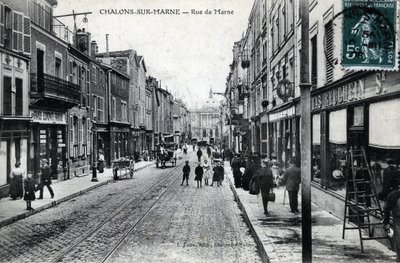 Champagne-Ardenne, Marne (51), Chalons sur Marne (Chalons-sur-Marne): rue de la Marne manzarası (şehir şimdi Chalons en Champagne (Chalons en Champagne) olarak anılıyor - 19. yüzyılın sonlarından 20. yüzyılın başlarından itibaren kartpostal by William M. Timlin