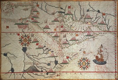 Arabistan ve Doğu Akdeniz Haritası, Portolan Atlasının Bir Parçası, c.1650 (kağıt üzerinde kalem ve mürekkep) by Unbekannter Künstler