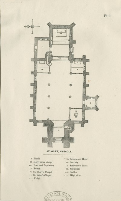 Cheadle - St. Giles Kilisesi: ahşap gravür ve [19. yüzyıl] by Unbekannt