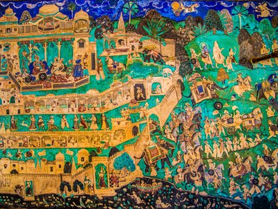 Virtüöz ince tablolarla Chittra Shala avlusu, Taragarh Kalesi, Bundi, Bundi, Rajasthan, Hindistan, Asya (fotoğraf) by Unbekannter Künstler