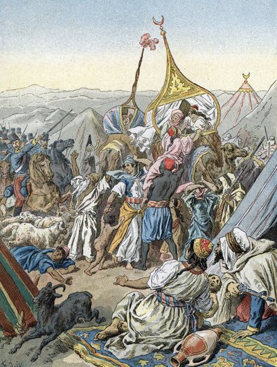 Cezayir'in Fransa Tarafından Fethi: Taguin'de Abd-el-Kader'in Smalah'ının Aumale Dükü tarafından Ele Geçirilmesi (1843) by Unbekannter Künstler