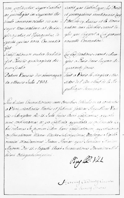 Napolyon ve Papa Pius VII arasındaki Konkordato'nun Papa'nın imzasıyla kopyası by Unbekannt