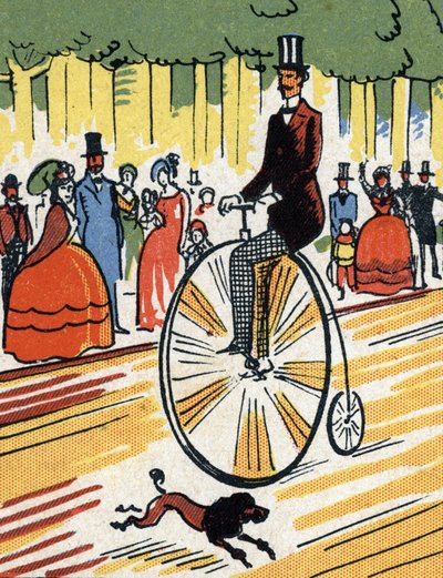 Büyük bir bisiklete binen bisikletçi, 1900-1920 dolayları (Kromolitografi) by Unbekannter Künstler