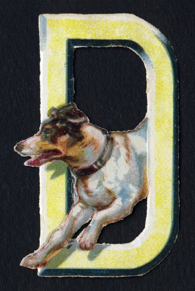 D gibi Köpek. Hayvanlar konulu böcek oymacılığı. Oymak. İngiliz menşeili 26 waffle kromolitograf serisi. Editör ve illüstratör bilinmiyor. 19. yüzyılın sonu. Karartma: 5,5x3,5cm by Unbekannt
