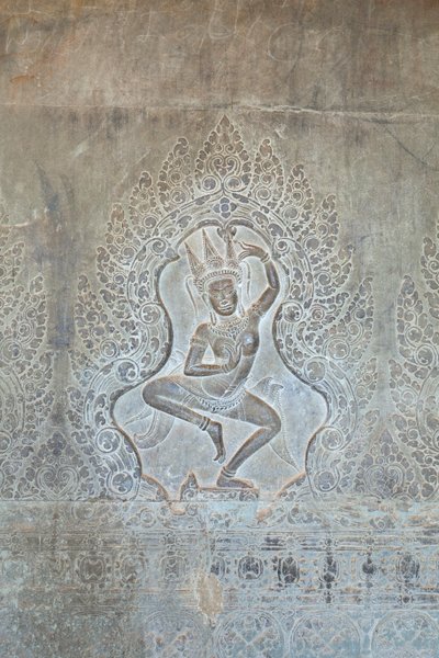 Dış batı duvarında dans eden Apsara kabartması, Angkor Wat, Kamboçya (fotoğraf) by Unbekannter Künstler
