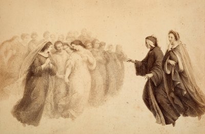 Dante, Beatrice ve kutsanmış ruhlarla birlikte. Dante Alighieri