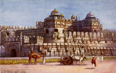 Delhi Gate Fort, Agra, 20. yüzyılın başlarında (kartpostal) by Unbekannter Künstler