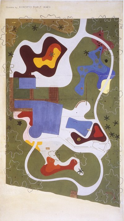 Roberto Burle Marx/Peyzaj sanatçısı/Ressam/Botanikçi/Heykeltıraş/Müzisyen tarafından yaratılmış bir Bahçe Çizimi by Unbekannt