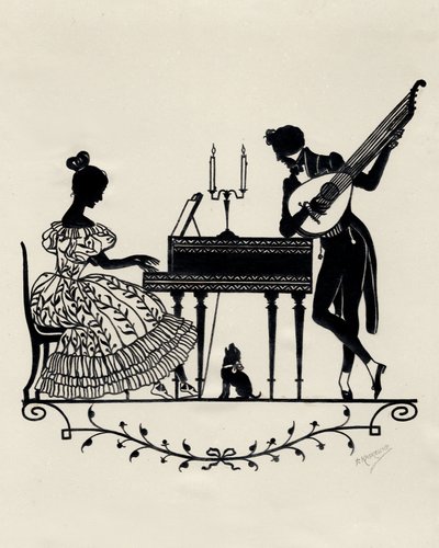 Lute-Guitar ve Pianoforte ile Duo, Viyana, 1900 dolayları (baskı) by Unbekannter Künstler