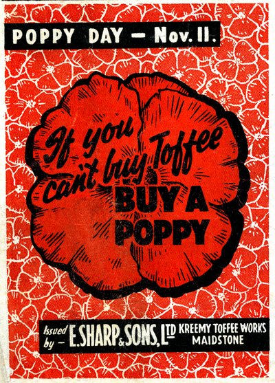 E.Sharp ve oğulları Toffee, hatıra haşhaşını içeren reklam, c.1942 (lito) by Unbekannt