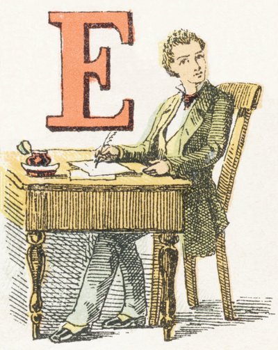 E - Ecrivain - Childish Alphabet, Editions Gordinne 1920 (gravür) by Unbekannt