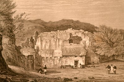 Elora Mağaraları, Maharashtra, Hindistan (gravür) by Unbekannter Künstler