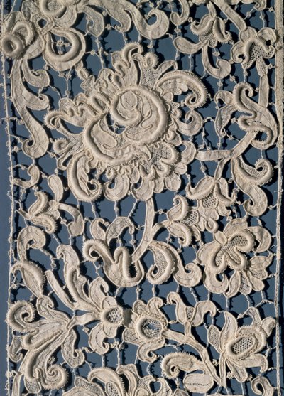 Kabartmalı gipür dantelden fırfır, Venedik, 17. yüzyıl ortası (keten, iplik) by Unbekannt