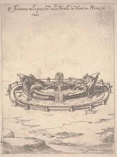 Roma'daki Trinitá de Monti Meydanı'ndaki çeşme, yaklaşık 1650 (gravür) by Unbekannter Künstler