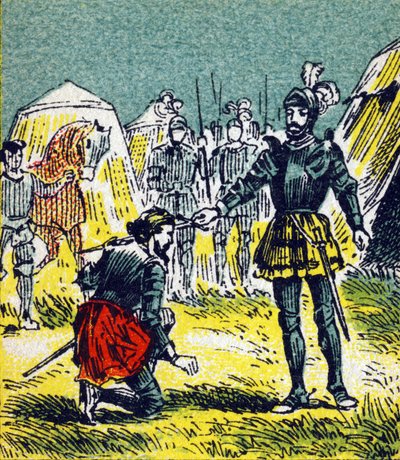 Francois I şövalye silahı Bayard tarafından 15 Eylül