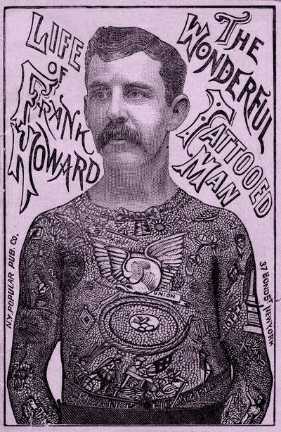 Harika dövmeli adam Frank Howard, 1900 dolayları (renkli taş) by Unbekannt