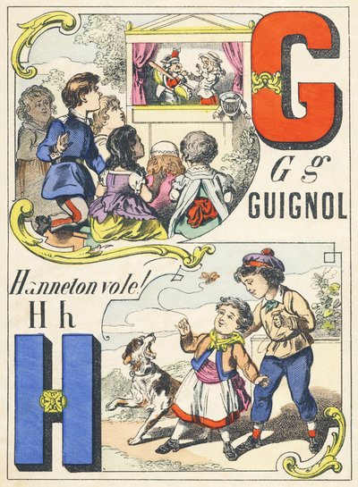 G H : Guignol, Hanneton faresi! - Oyunlar Alfabesi, c.1890 (illüstrasyon) by Unbekannt