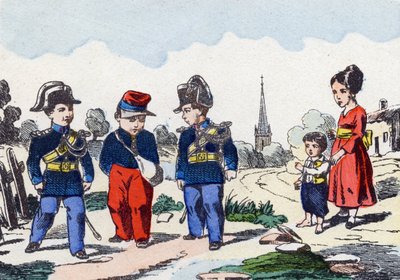 Jandarma. "Çocukların askeri alfabesinde" gravür”. 1890 dolaylarında Pont-a-Mousson görüntüleri. 20 sayfa. Güneş: 28,5x21cm by Unbekannt