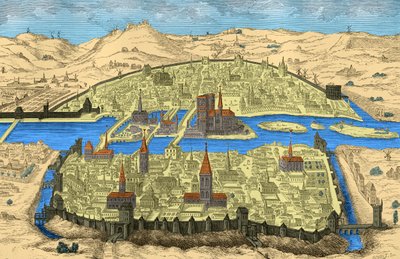 15. ve 16. yüzyılda Paris'in genel görünümü (gravür) by Unbekannter Künstler