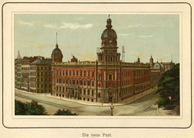 Almanya, Hamburg, postane için yeni bina, illüstrasyon : "Ansichten-Album Hamburg" (Hamburg