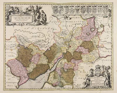 Glocestria ducatus cum Monumethensi comitatu  Glocester Shire amp; Monmouth Shire by Unbekannter Künstler