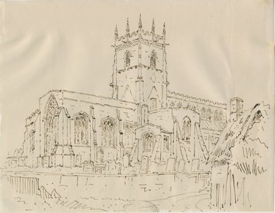 Gnosall Kilisesi: kalem ve mürekkeple çizim, nd [1830
