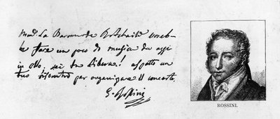 Baronne de Rothschild için bir konser düzenleyen bir mektuptan Rossini