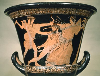Herakles Mücadelesi, Attika kırmızı figürlü bir çanak-kraterden detay, MÖ 5. yy (çömlek) by Unbekannt