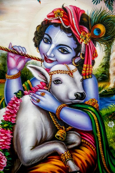 Bir buzağı ile Hindu tanrısı Krishna. Watford, Birleşik Krallık (fotoğraf) by Unbekannt