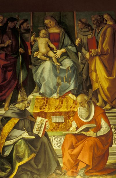 Kutsal sohbet, Bakire ve azizli çocuk, Luca Signorelli by Unbekannt