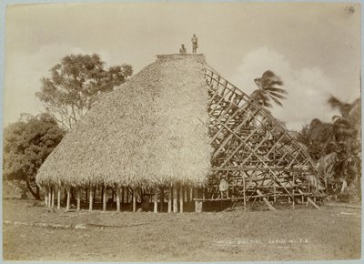 Samoa'daki Ev Binası, 1875 dolayları (sepya fotoğrafı) by Unbekannt