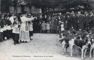 Avcılık: köpek sürüsünün kutsaması - Kartpostal 19. yüzyılın sonu - 20. yüzyılın başı by Unbekannt