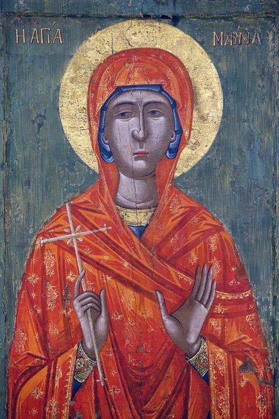 Pedoulas Bizans müzesindeki ikon : Saint Marina (18. yüzyıl), 20150510, Pedoulas, Kıbrıs by Unbekannt