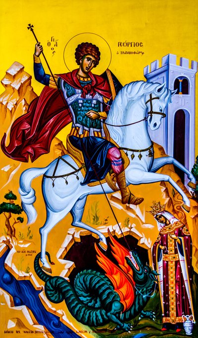 Saint George Simgesi, Moni Karydi, Girit, Vamos, Girit, Yunanistan, Avrupa (fotoğraf) by Unbekannter Künstler
