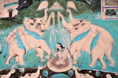 Hindistan, Rajasthan, BUNDI: Chitra Shala Sarayı freski (18. ve 19. yüzyıl) (fotoğraf) by Unbekannt