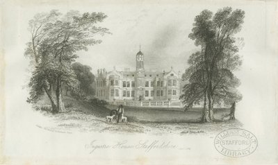 Ingestre Hall: çelik gravür, 1 Nisan 1841 by Unbekannt