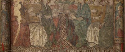 İç mekan. Kuzey geçişi. Sunak (Altar de las pinturas murales). Ana şapelden orijinal. Duvar resimleri (fresk?). Detay. 14. yüzyılın sonu. by Unbekannt