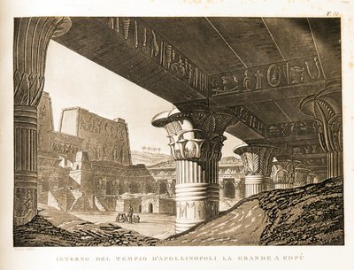 Edfu'daki Apollinopolis Tapınağı'nın İçten Görünümü, Mısır Mısır Atlası'ndan İllüstrasyon by Unbekannter Künstler