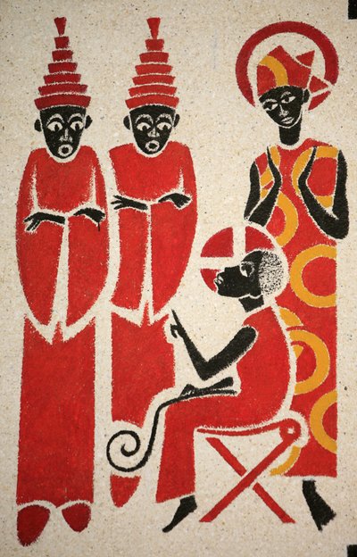 Tapınakta İsa Keur Moussa manastır kilisesi freski 1963 yılında Dom Georges Saget Keur Moussa Senegal tarafından tasarlanmış ve boyanmıştır. by Unbekannt