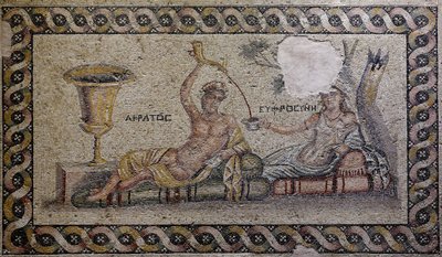 Kratos (Cratos) ve Euphrosyne (Euthymia) - Mozaik, Akratos ve Euphrosyne, Zeugma Mozaik Müzesi, Gaziantep, Güneydoğu Anadolu Bölgesi, Anadolu, Türkiye, Asya by Unbekannter Künstler
