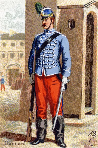 L: Hussard. "Askeri Alfabe" gravürü. Illustrator